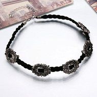 Fashion Braided Velvet Choker Collar Carved Flowers Chain Necklace Punk Jewelry N2