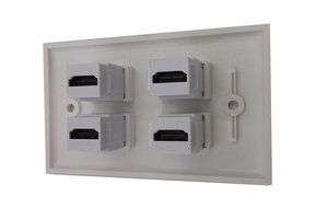 Lemeng New Design 4 Port HDMI Keystone Face Plate Panel-White N5