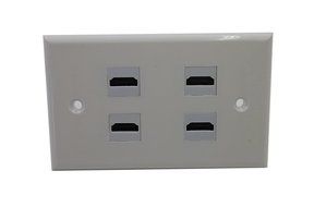 Lemeng New Design 4 Port HDMI Keystone Face Plate Panel-White N6