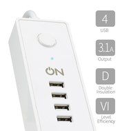ON 3 AC Outlet Surge Protector Power Strip with 4 USB Charging Station, USB 3.1A Max Output with Level 6 Efficiency... N2