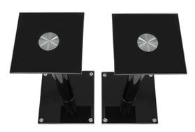 Mount-It! Floor Speaker Stands for Satellite Speakers and Surround Sound (5.1 and 2.1) Systems, Glass and Aluminum... N3