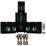 Blue Octave B52 Home Theater Powered 5.1 Bluetooth Speaker System with FM and 4 Extension Cables N2