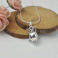 925 Sterling Silver Plated Fashion Women Owl Pendant Necklace Chain Jewelry Gift
