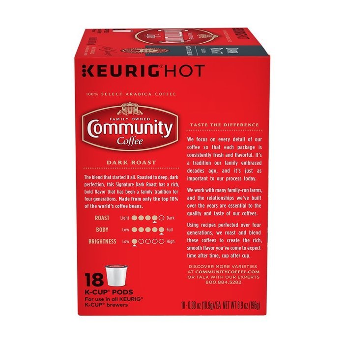 Community Coffee Dark Roast, K-Cup for Keuirg Brewers, 18 Count N3