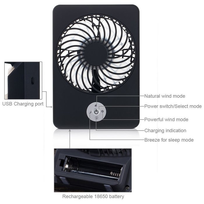 Momoday&reg; Electric Personal Fan Mini Air Conditioner Portable fan Rechargeable Fan 3 Speeds Desktop Summer Cooler... N16