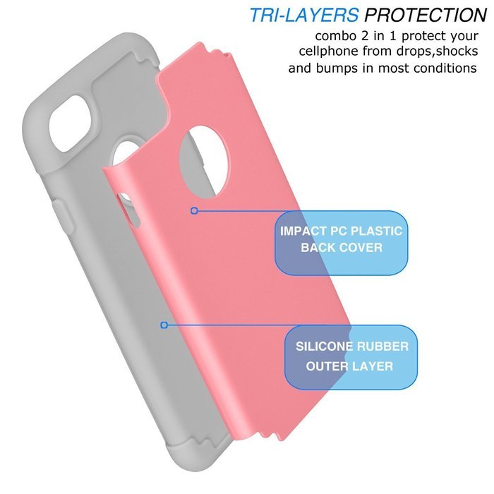 iPhone 7 Case, [4.7 Inch] HLCT Slim Fit Thin, Soft Interior Silicone Bumper & Hard PC Back, Shock-Absorption Hybrid... N3