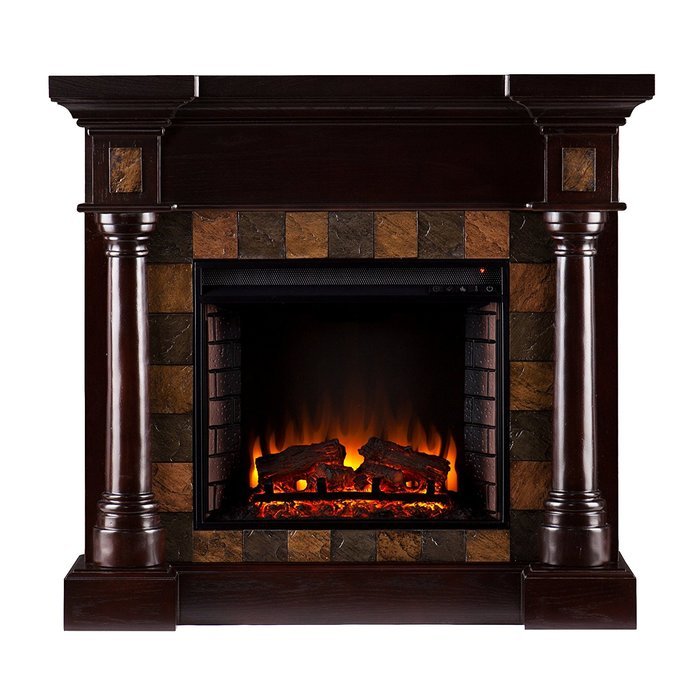Southern Enterprises AMZ8478FE Chancellor Faux Slate Convertible Electric Fireplace, Espresso N11