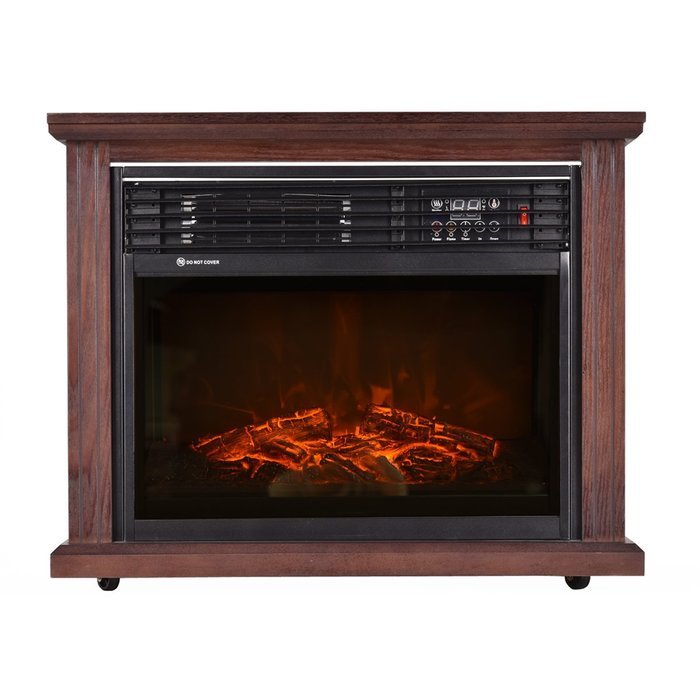 Giantex 28" Free Standing Electric Fireplace 1500W Glass View Log Flame Remote Home N5