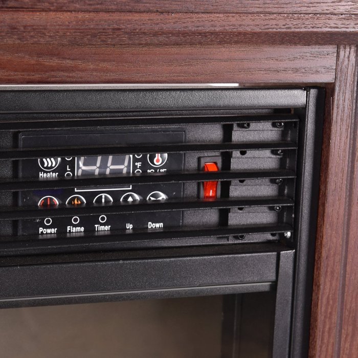 Giantex 28" Free Standing Electric Fireplace 1500W Glass View Log Flame Remote Home N7