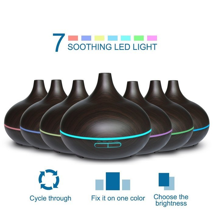 HOWSAN Aromatherapy Essential Oil Diffuser,Wood Grain Cool Mist Ultrasonic Humidifier &ndash; Whisper Quiet - Waterless...