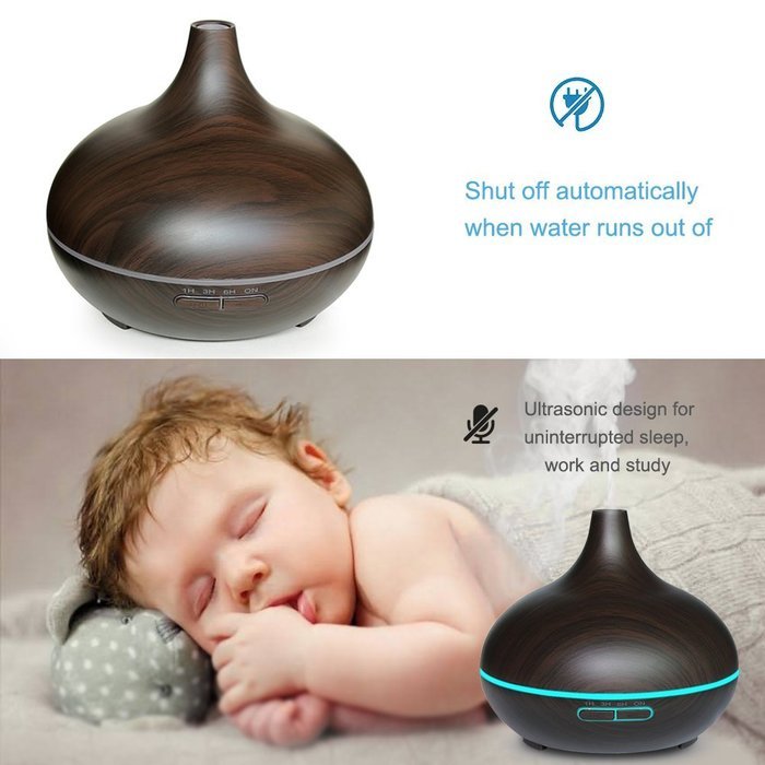 HOWSAN Aromatherapy Essential Oil Diffuser,Wood Grain Cool Mist Ultrasonic Humidifier &ndash; Whisper Quiet - Waterless... N2