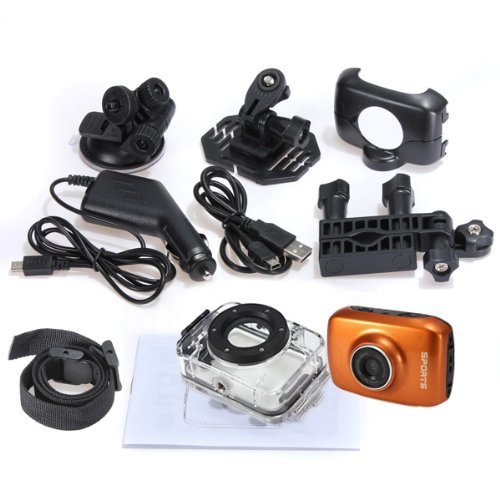 Water & Wood Gold 720P 1280*720 HD Outdoor Sport Helmet Action Camera Mini DV Camcorder Waterproof Drive Record...