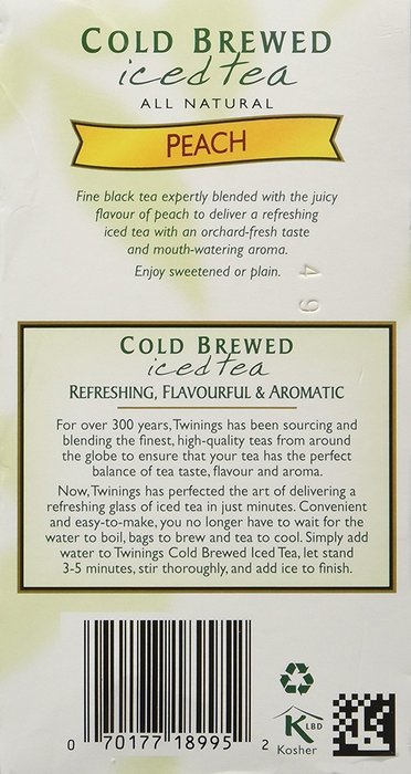 Twinings Peach Cold Brewed Iced Tea, 20 Count Box (Pack of 2) N2