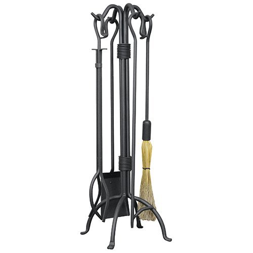 UniFlame F-1061 5 Piece Olde World Iron Heavy Fireset with Crook Handles