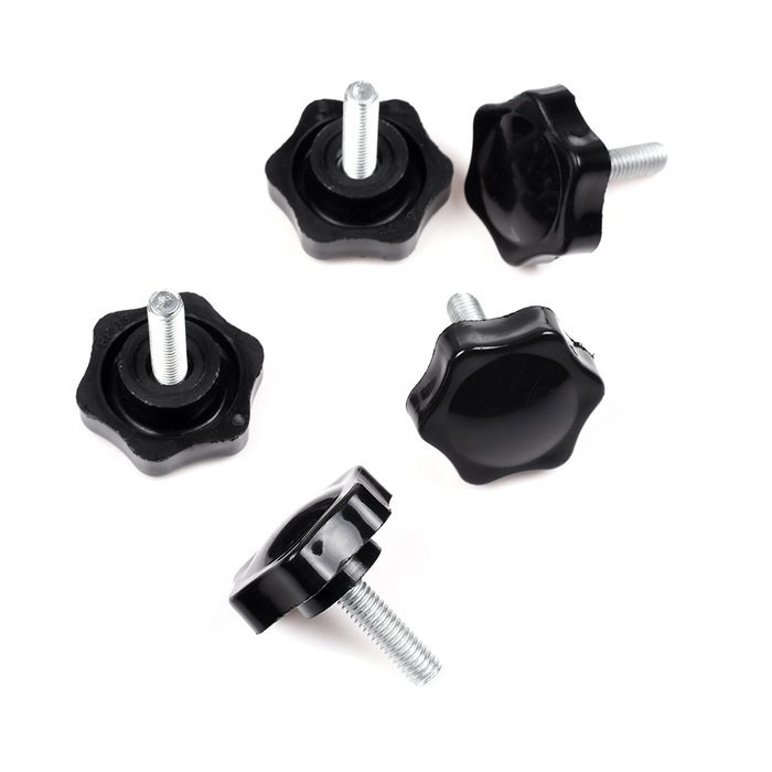 BCP 5-Piece Plum Blossom Shape M6x20mm Threaded Knurled Thumbscrew Grip Knobs Thumb Screw for Machinery Latche