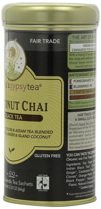 Zhena's Gypsy Tea, Coconut Chai, 22 Count Tea Sachets (Pack of 6) N6