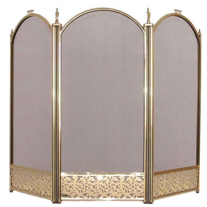 Inglenook Fireside 3 Panel FIRE SCREEN / FIREPLACE SPARK GUARD Brass 25" (Fir...