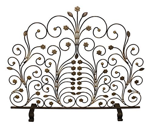 FIREPLACE SCREENS - "TAJ MAHAL" DECORATIVE FIRE SCREEN - BURNISHED GOLD LEAF