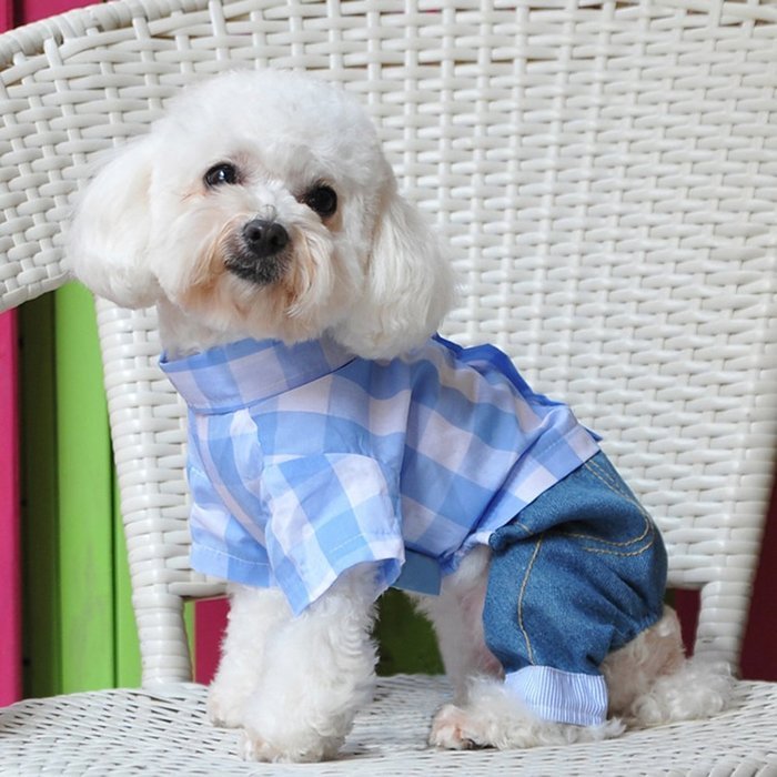 Spritech(TM) Pet Dog Puppy Lovely Cotton Clothes Vest Shirt Small Dog Blue S N12