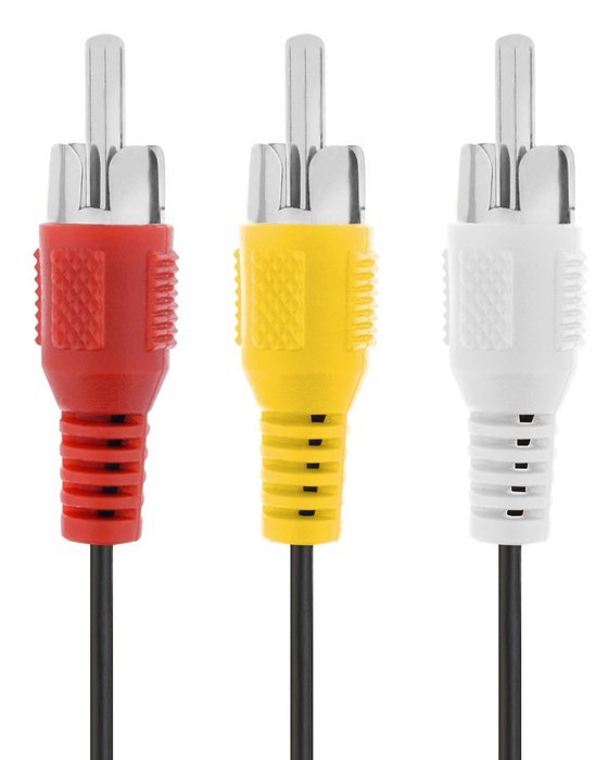 Fosmon RCA Audio & Video Cable - 3 Plug Stereo/VCR (Red, White, Yellow) - 12ft / 3.7m