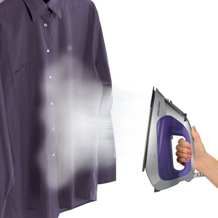 Black & Decker IR1160S Precision Point Nonstick Soleplate Steam Iron, Silver/Purple