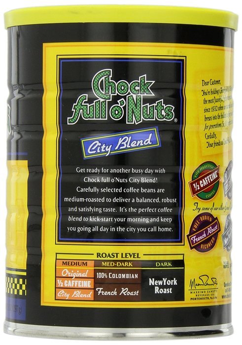 Chock full o'Nuts Coffee New York Roast Ground, 10.5 Ounce N14
