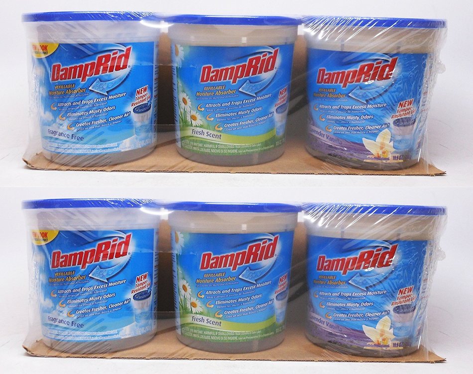 DampRid Moisture Absorber 10.5oz, 6-Pack (2-Fresh Scent, 2-Lavender Scent, & 2-Unscented) (6) N2