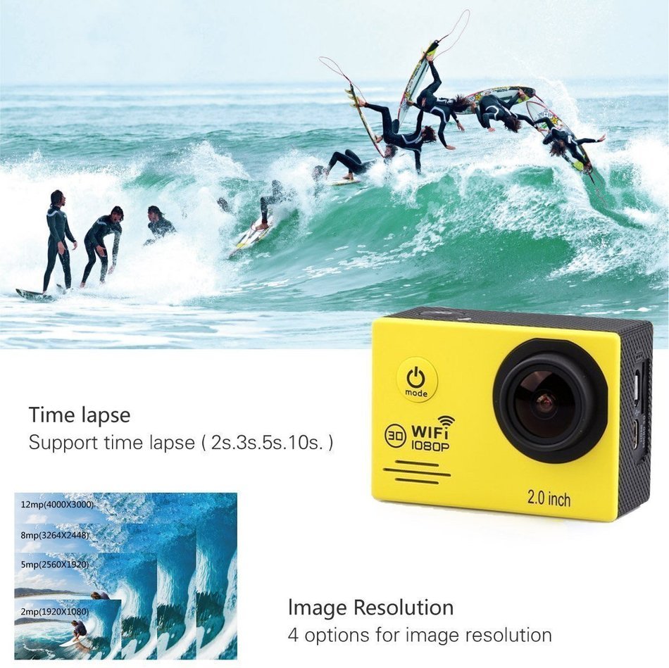 LAFEINA SJ7000 WIFI 2.0"LCD 1080P HD Waterproof Diving Sports Action Camera with 2 Batteries and 19 Accessories... N2