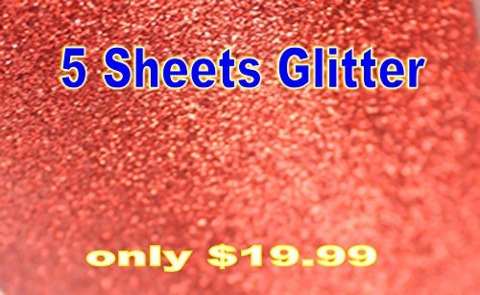 5-pack Glitter Iron-on Heat Transfer Vinyl Sheets,t-shirt Glitter Heat Transfer Vinyl,iron on Heat Transfer, 10... N2