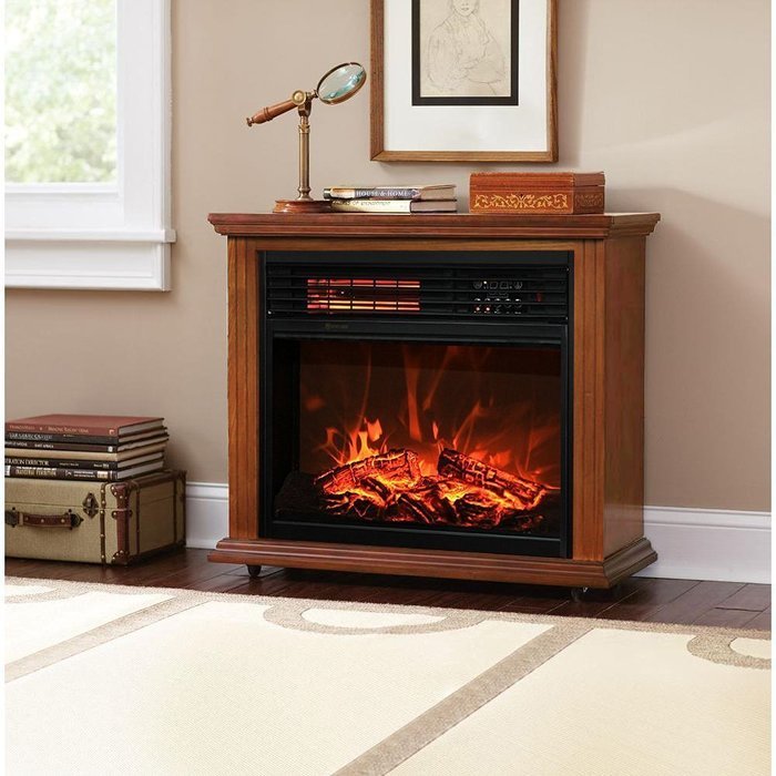 Gracelvoe Large Room Electric Quartz Infrared Fireplace Heater Deluxe Mantel Oak / Walnut (Dark Walnut) N13