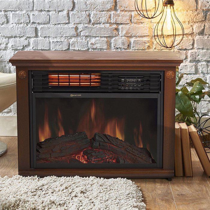 Gracelvoe Large Room Electric Quartz Infrared Fireplace Heater Deluxe Mantel Oak / Walnut (Dark Walnut) N16