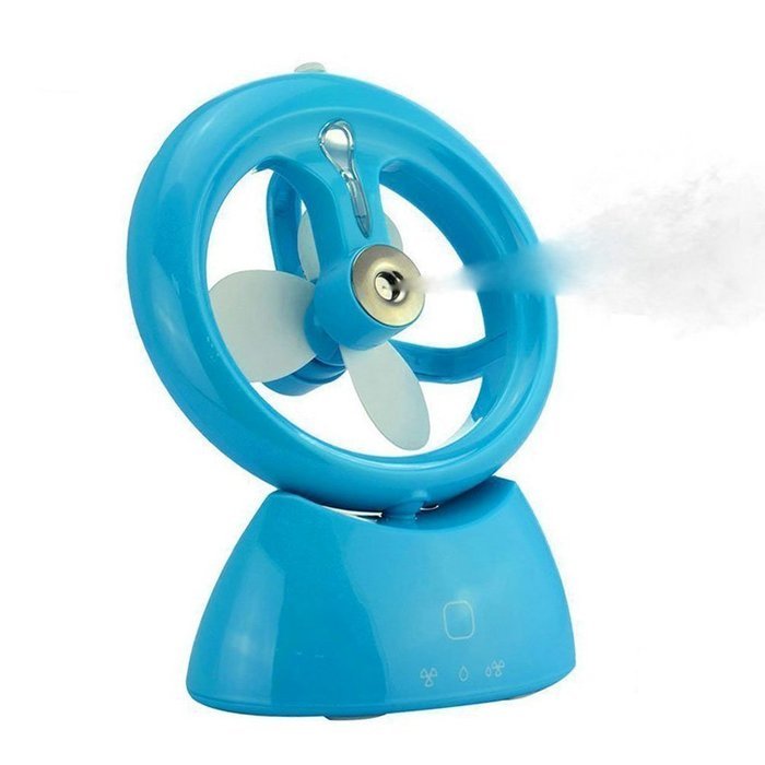 Desktop Rechargeable USB Mini Mute Fan + Humidifier 3 mode With retail packaging (Blue) N2