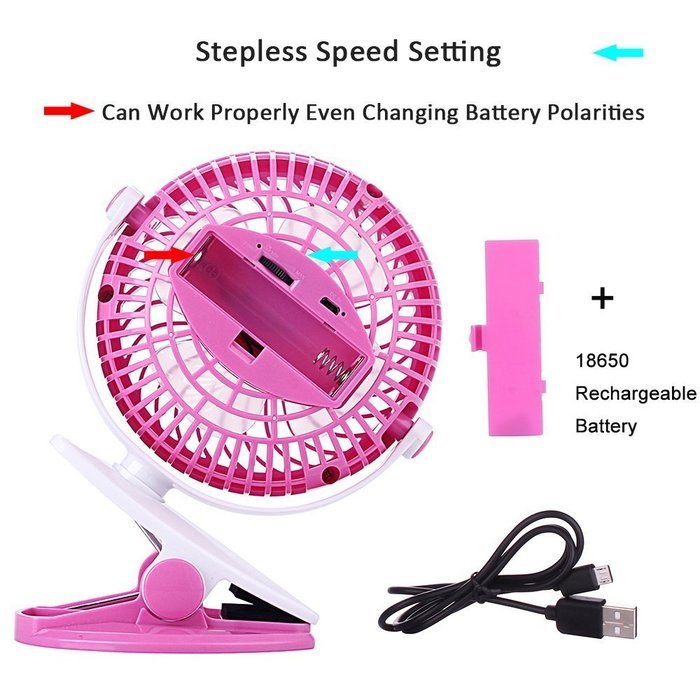 BLUBOON Clip on Fan Battery Operated Speed Adjustable Portable Mini Stroller Fan N7
