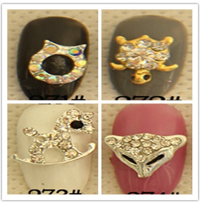 EVTECH 12 Pcs Nail Decal Rhinestones Crystal Diamond Gems Animal 3D Alloy Silver Fashion Style Nail Art Tool Carve... N4