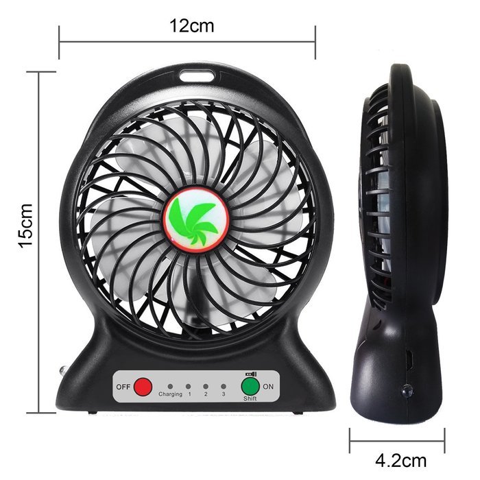 Lurico 4-inch Portable Mini Electric USB Rechargeable Fan 3 Speeds 18650 Desktop Summer Cooler Fan USB Power Bank... N4