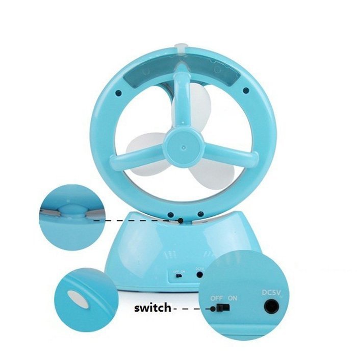Desktop Rechargeable USB Mini Mute Fan + Humidifier 3 mode With retail packaging (Blue) N4