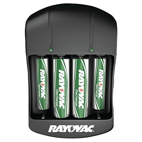 Rayovac PS134-4B GEN Value Charger with 2 Aaa & 2 Aa Ready-To-Use Rechargeable Batteries, Black