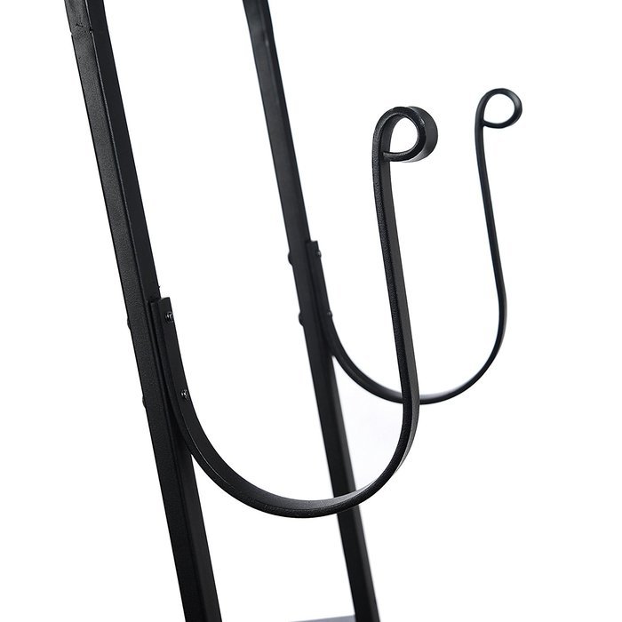 Black Powder Coated Metal Arch Design Indoor or Outdoor Firewood Log Rack w/ Kindling Holder - MyGift N7
