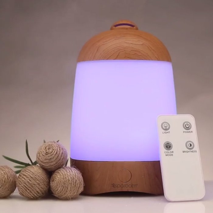 SpaRoom SpaMist Wood Grain Ultrasonic Aromatherapy Essential Oil Diffuser and Ultrasonic Cool Misting Humidifier N8