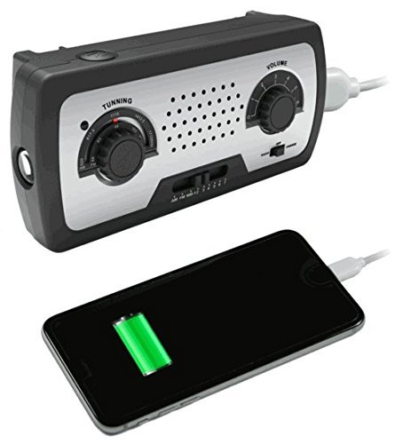 Ambient Weather WR-77 Compact Emergency Radio with AM/FM/Weather Band, Flashlight, 5,000 mAh Smart Phone Charger N5