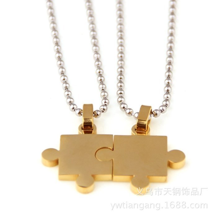 Couple necklace,Men,Women's 2PCS Stainless Steel Pendant Necklace Puzzle Valentine Adjustable for Lovers,Couples... N4