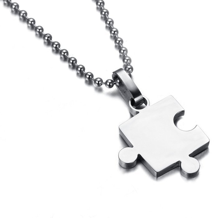 Couple necklace,Men,Women's 2PCS Stainless Steel Pendant Necklace Puzzle Valentine Adjustable for Lovers,Couples... N6