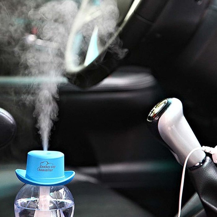 RoryTory 2 pc Pink Blue Mini Cowboy Hat USB Power Air Purifying Humidifier Set N5
