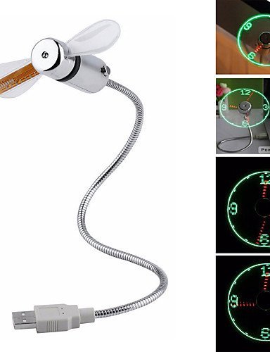 LBLI Mini USB Flexible Time Clock Fan with LED Light for PC/Laptop/Power Bank/USB Charger JIAJU-YONGPING #0654