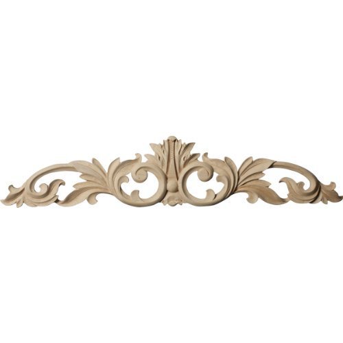 Ekena Millwork ONL24X05X01LFCH Medium Green Leaf Center with Scrolls, 24 3/4-Inch x 5 1/8-Inch x 3/4-Inch, Cherry...