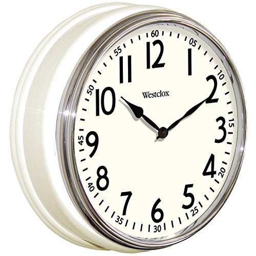 New WESTCLOX 32041W 12" Round Vintage Kitchen Classic Clock, White