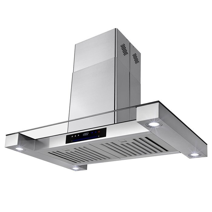 Golden Vantage 30" Stainless Steel Island Mount Range Hood With Touch Screen Display Light Lamp Baffle Filter N2