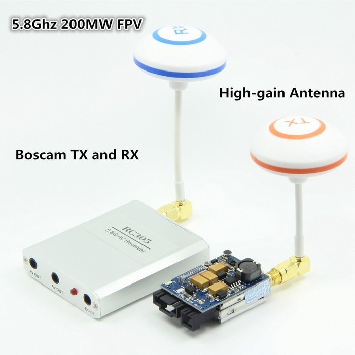 FPV RC 3km 5.8G 5.8Ghz 200mw FPV Wireless AV Video and Audio Transmitter TS831 and RC305 Receiver with black Cloverleaf...