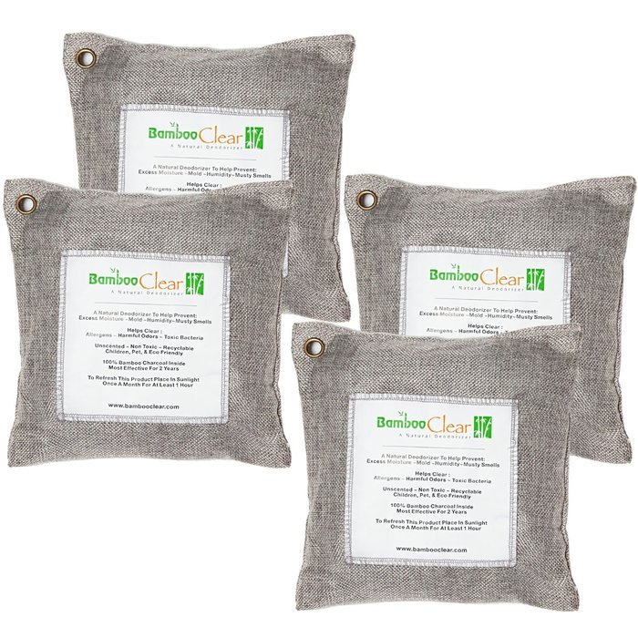 Bamboo Clear - All New Activated Charcoal Air Purifier - Non-Toxic, Chemical Free Deodorizer - 200 Grams (4 Pack...