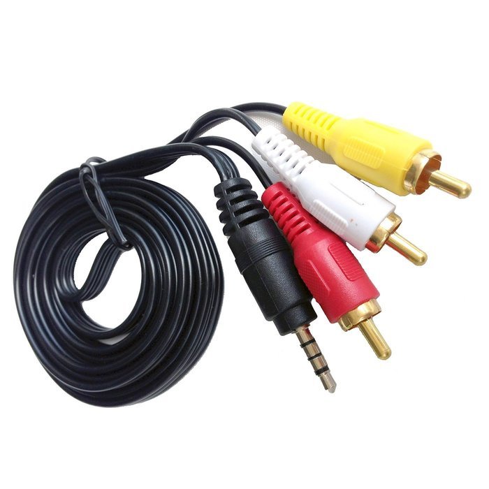FolioGadgets 3.5mm to 3 RCA Audio/Video AV Male Composite Stereo Splitter Cable -5 Feet 2-Pack